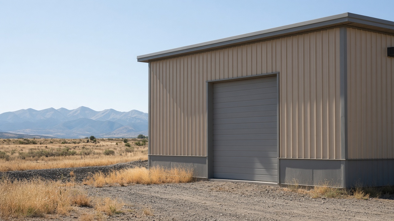 Warehouse-adjacent exterior in dry Colorado light